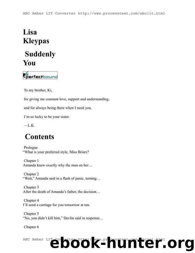 Suddenly You Lisa Kleypas by Leanne free ebooks download